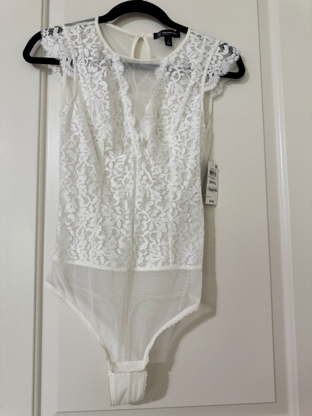 I.N.C. International Concepts Washed White Lace Bodysuit - NWT Small